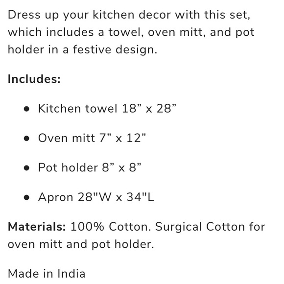 Count Your Blessings Thankful Apron Kitchen Towel Oven Mitt Set Simply Whimsical - Picture 8 of 9